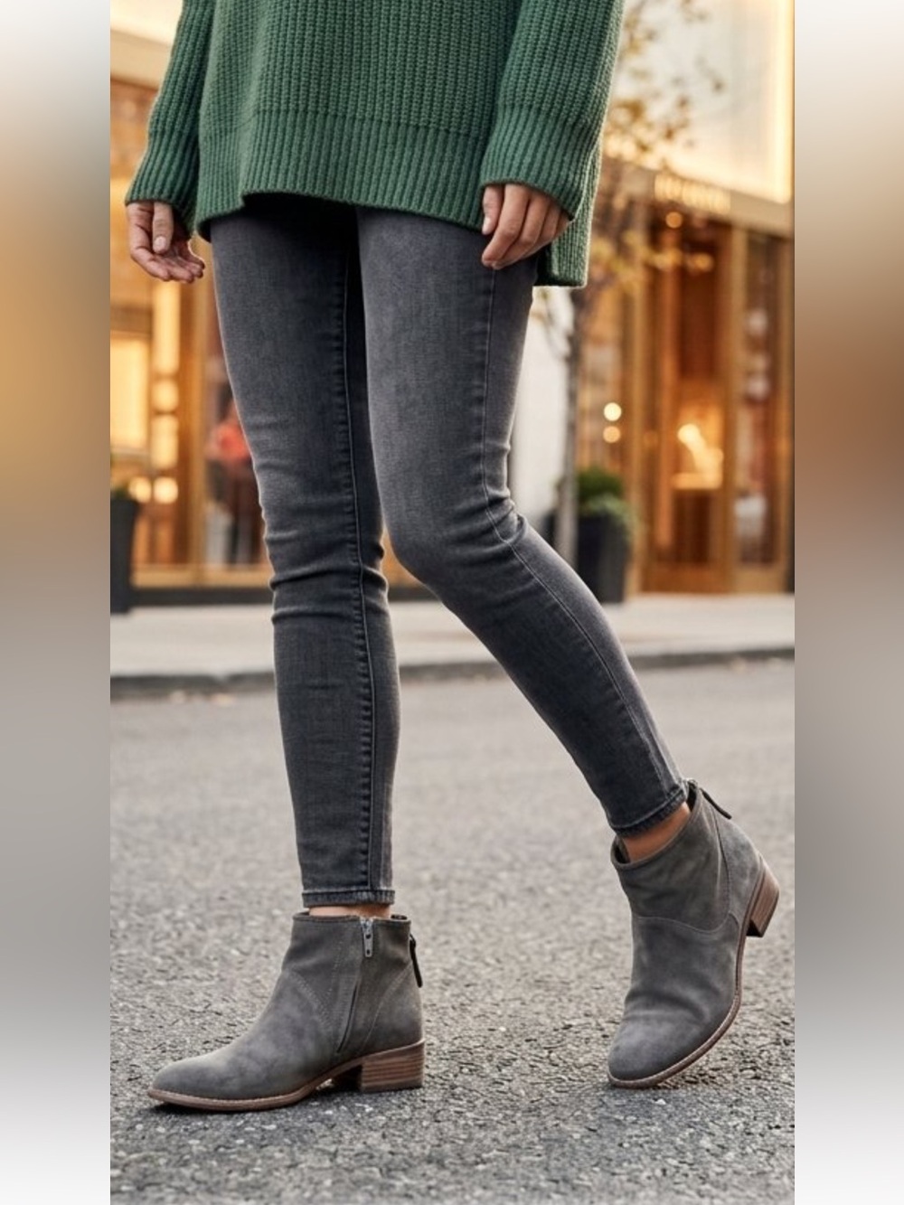 Paul Green Logan Grey Suede Ankle Booties US 7-7.5 (UK 5) Comfort